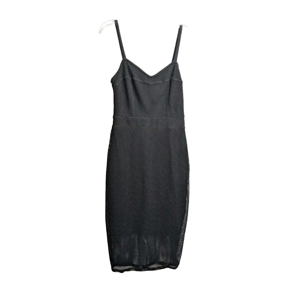 Express Contour Dress Women Size 2 Sleeveless Spaghetti Straps Mesh Lined Black